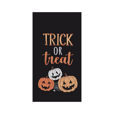 Trick or Treat Black Embroidered Kitchen Towel    