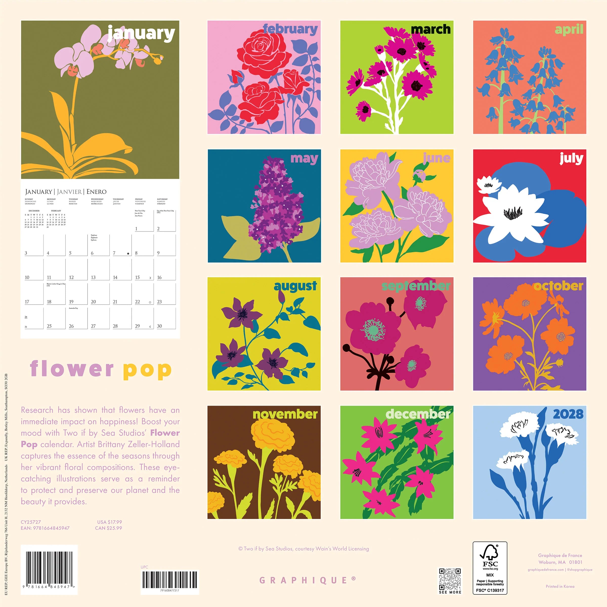 GRPH Flower Pop 2027 Wall Calendar