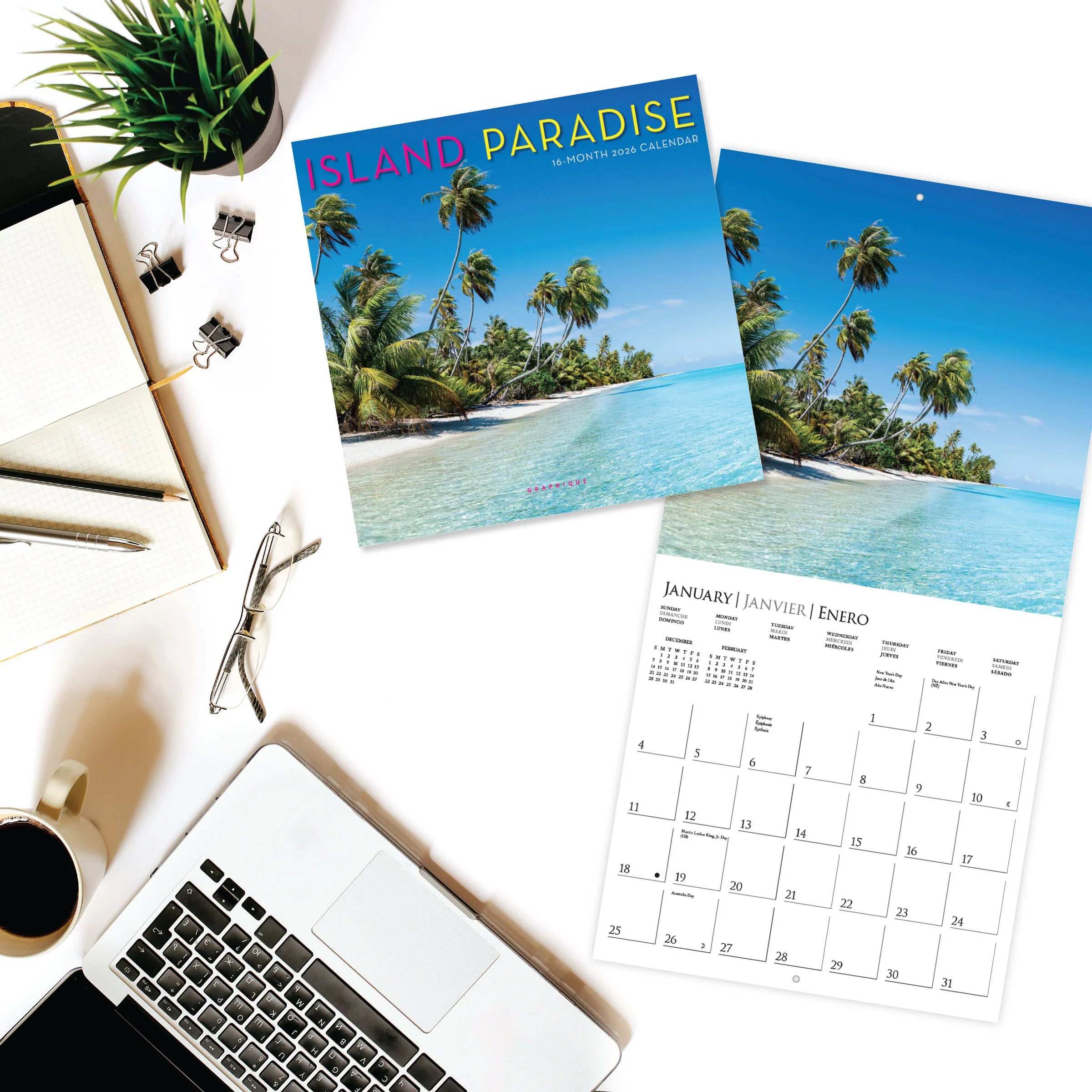 Island Paradise 2026 Mini Wall Calendar