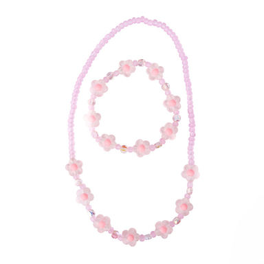 CE Pink Crystal Blooms Necklace & Bracelet Set