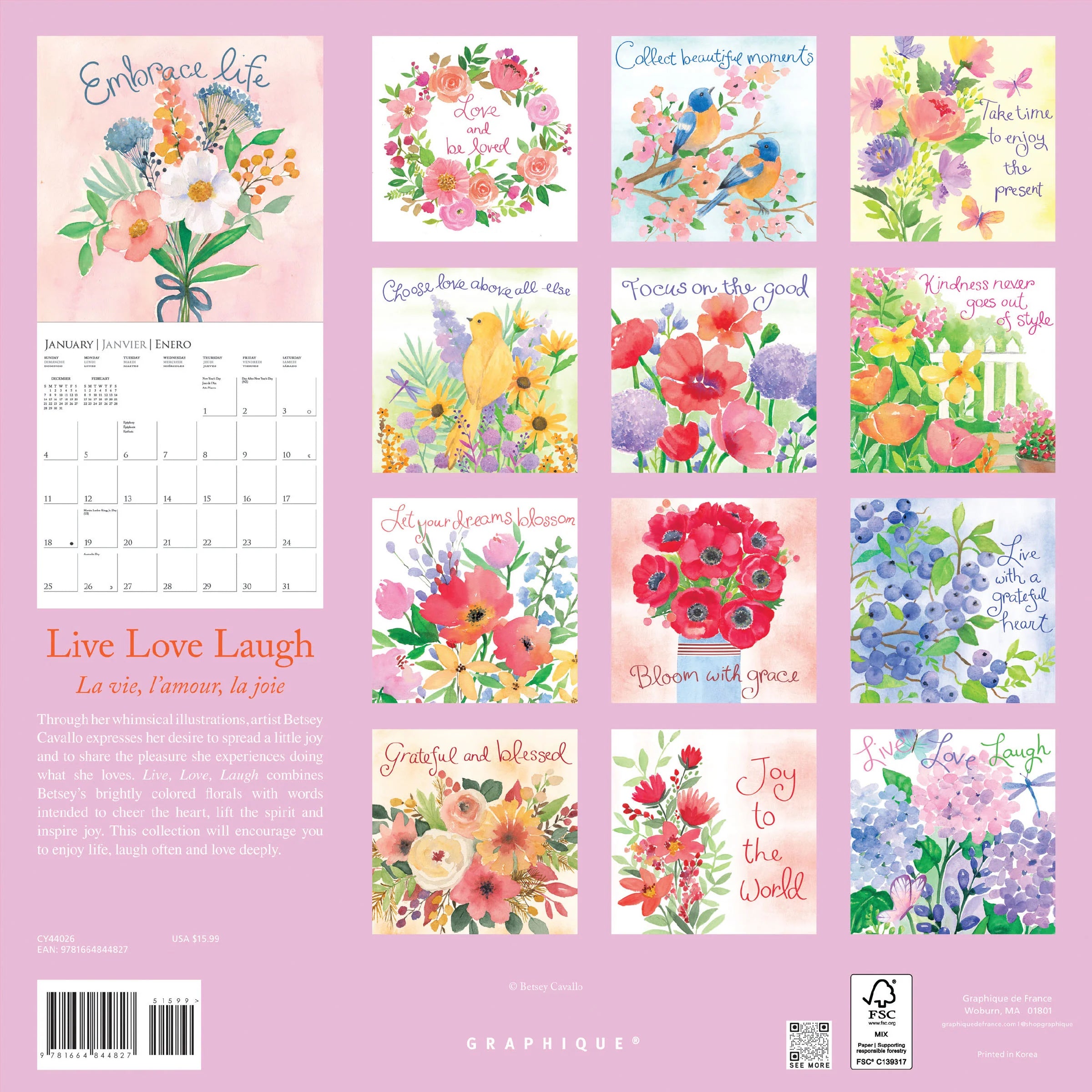 Live, Love, Laugh 2026 Wall Calendar