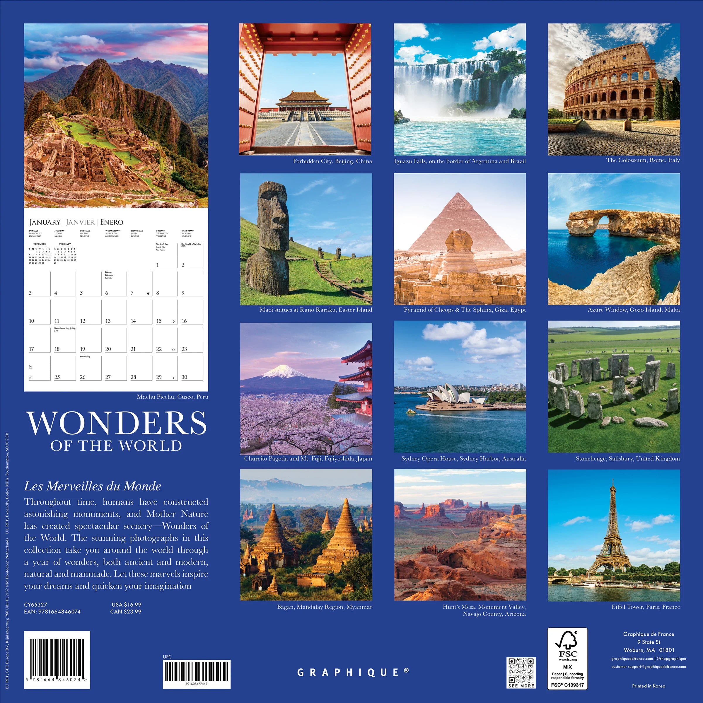 GRPH Wonders of the World 2027 Wall Calendar