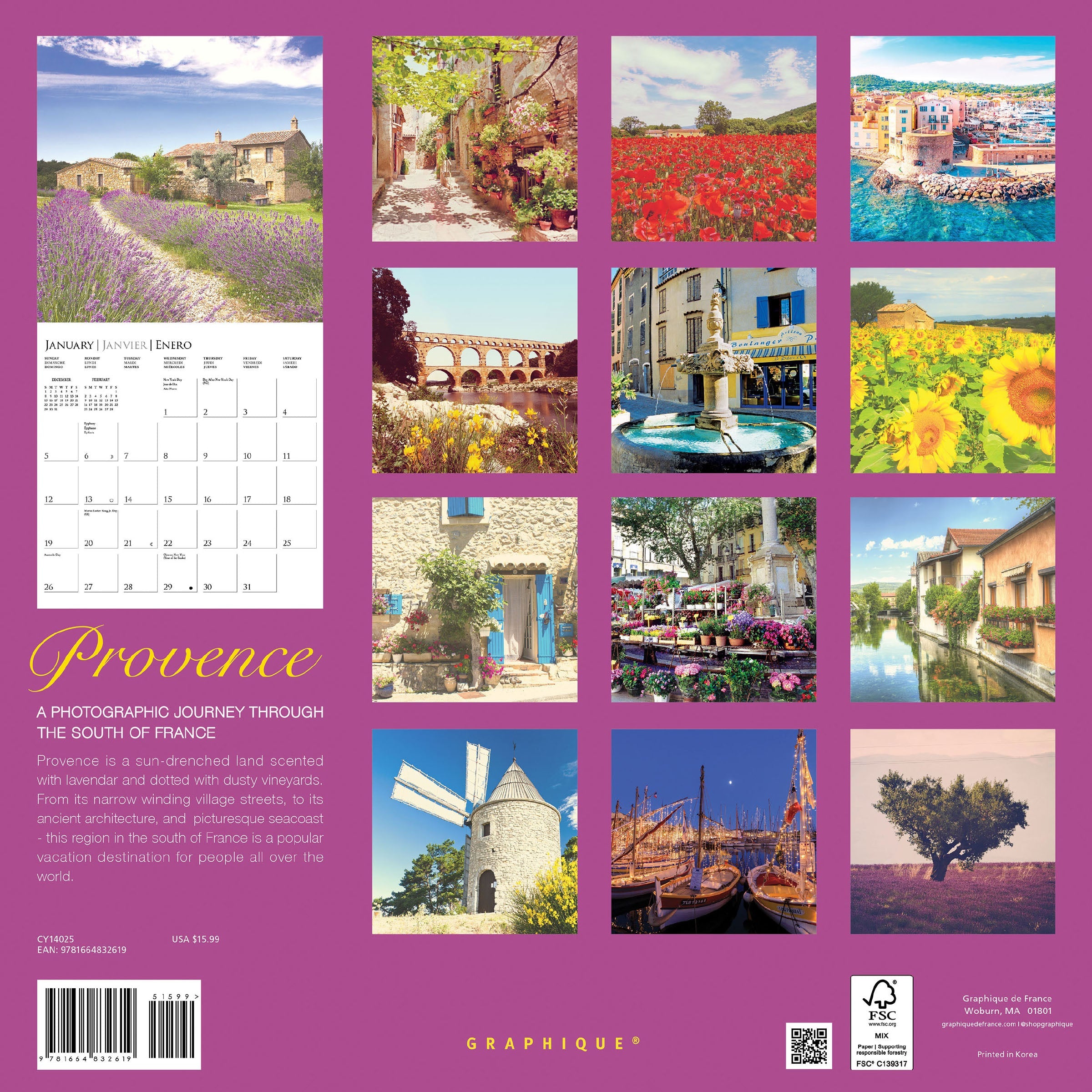 Provence 2025 Wall Calendar    