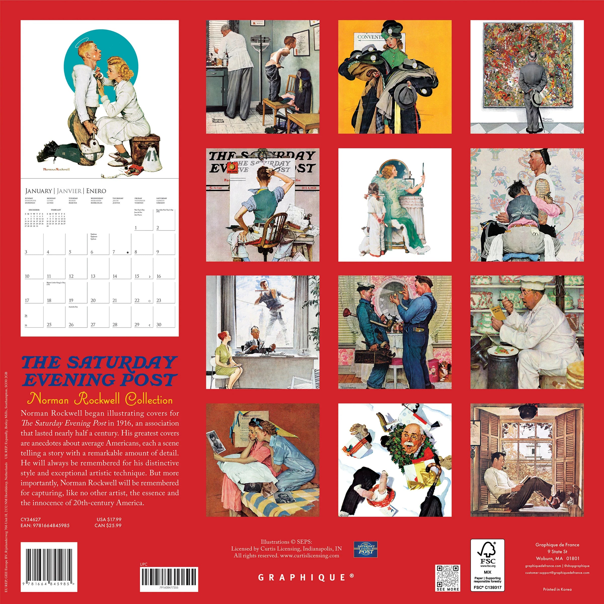 GRPH Saturday Evening Post 2027 Wall Calendar