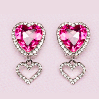 CE Boutique Heart Jewel Clip On Earrings