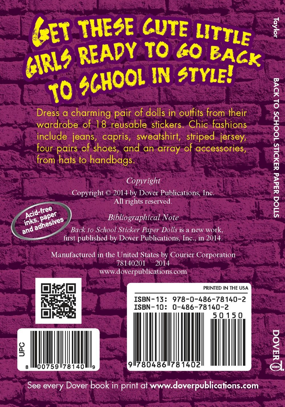 DVR Back to School Sticker Paper Dolls