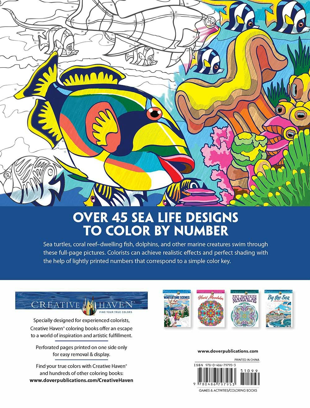 DVR Creative Haven® Color-By-Number: Sea Life
