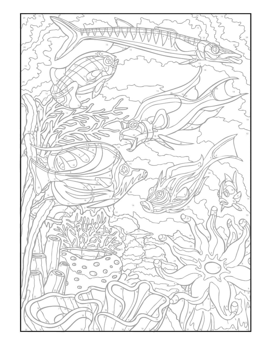 DVR Creative Haven® Color-By-Number: Sea Life