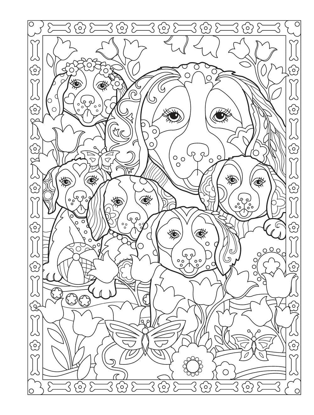 DVR Creative Haven® Coloring Book: Playful Puppies