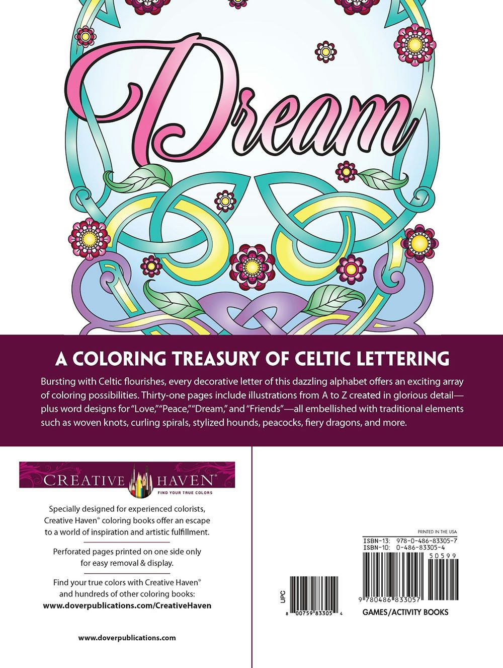 DVR Creative Haven® Coloring Book: Celtic Alphabet Designs