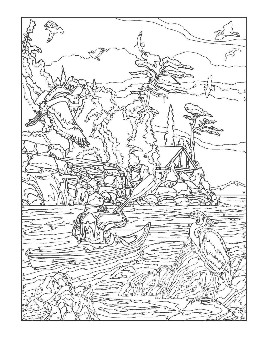 Creative Haven® Color-by-Number: By the Sea