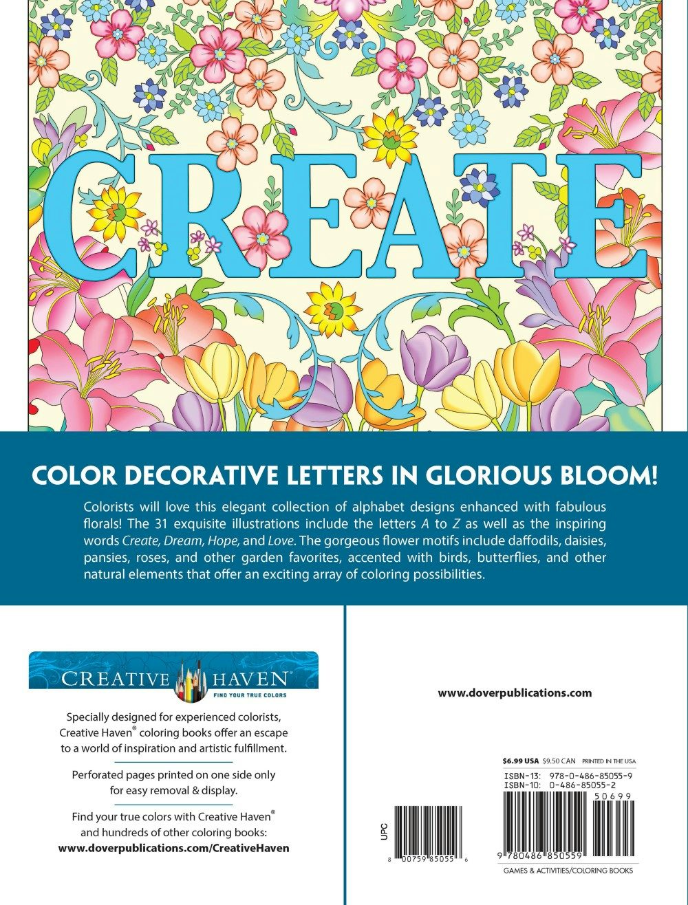Creative Haven® Coloring Book: Beautiful Floral Alphabet Designs