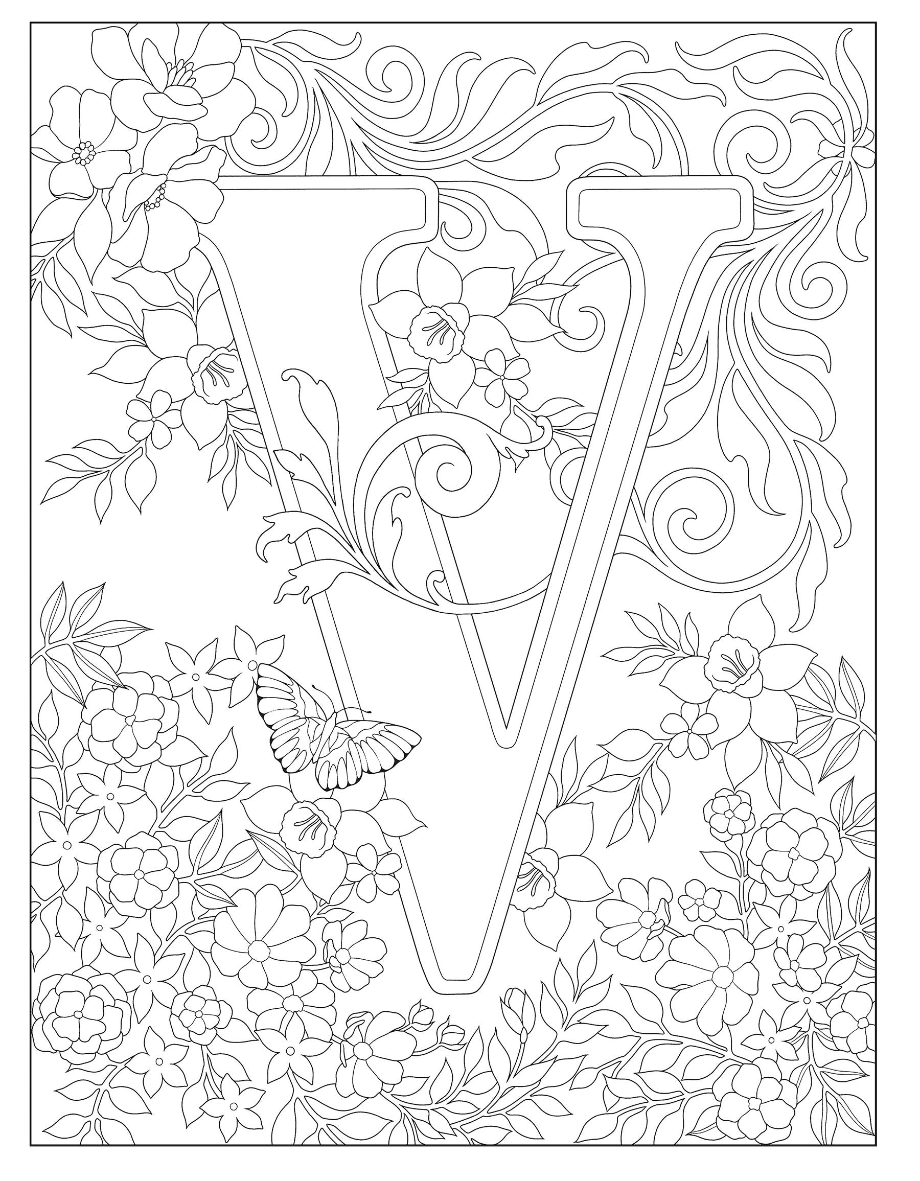 Creative Haven® Coloring Book: Beautiful Floral Alphabet Designs