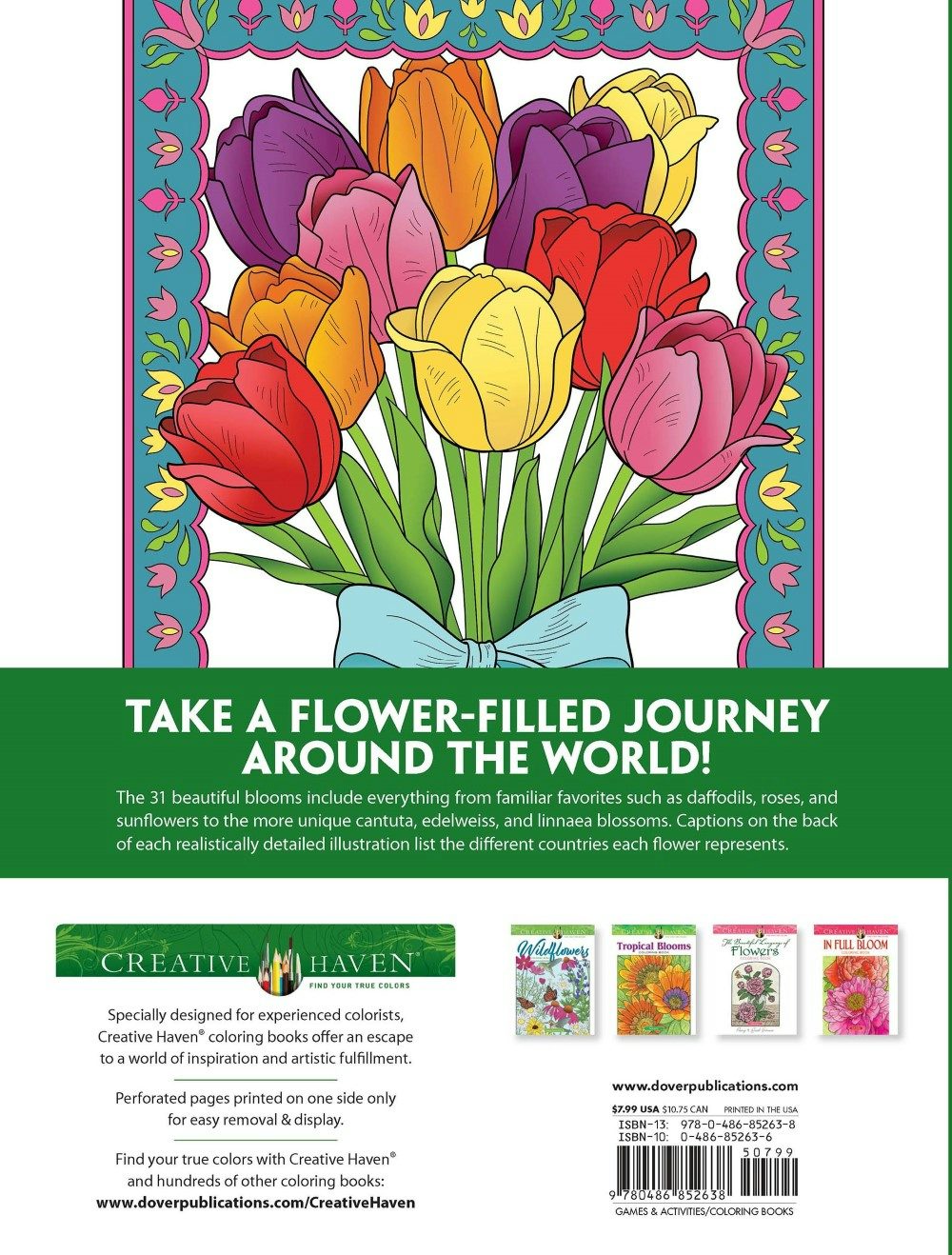 DVR Creative Haven® Coloring Book: Flowers of the World