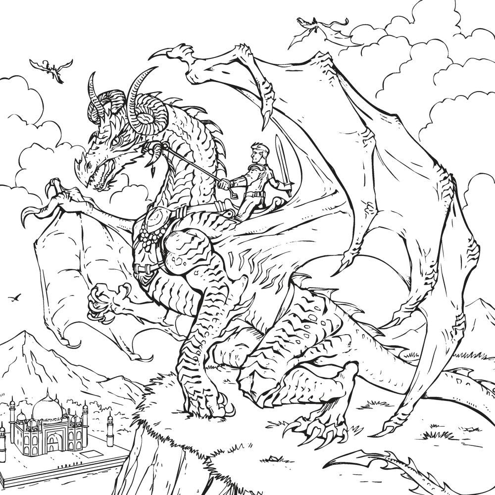 Dragon Riders: A Fantasy Coloring Book
