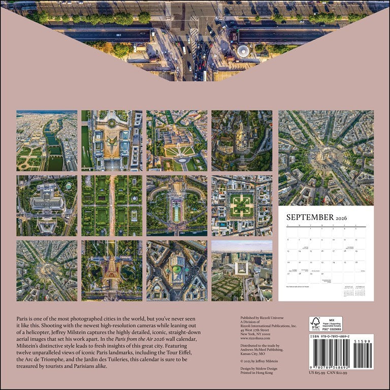 Paris From the Air 2026 Wall Calendar