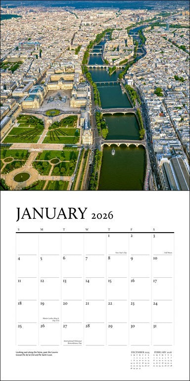 Paris From the Air 2026 Wall Calendar