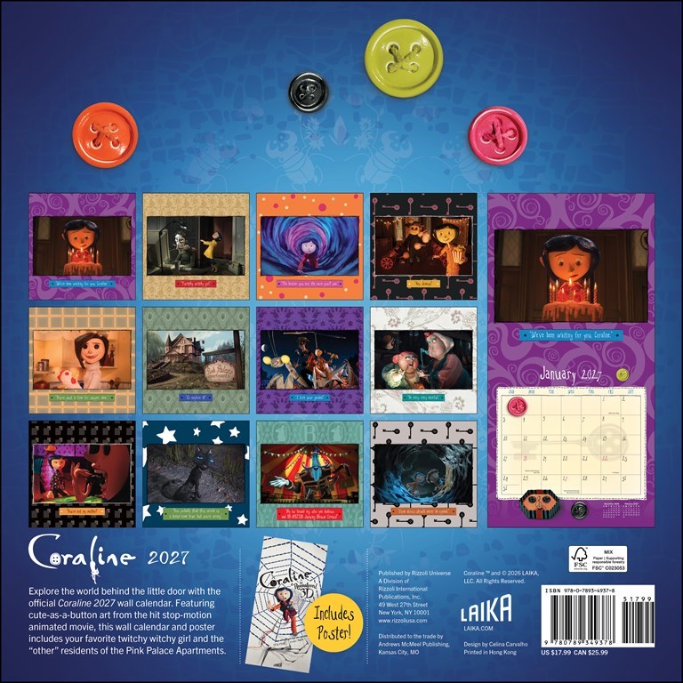 RZZLI Coraline 2027 Wall Calendar (Includes Full-Color Poster)