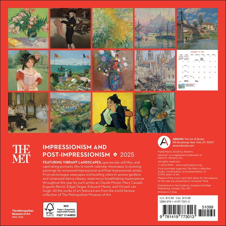 The Met - Impressionism and Post-Impressionism 2025 Mini Wall Calendar    