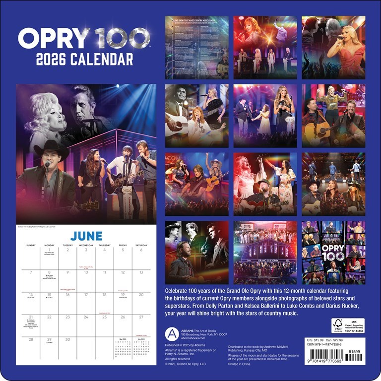 Opry 100 2026 Wall Calendar