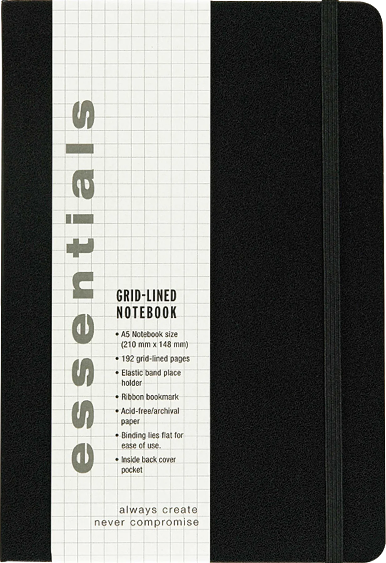 Large Black Essentials Grid Notebook
