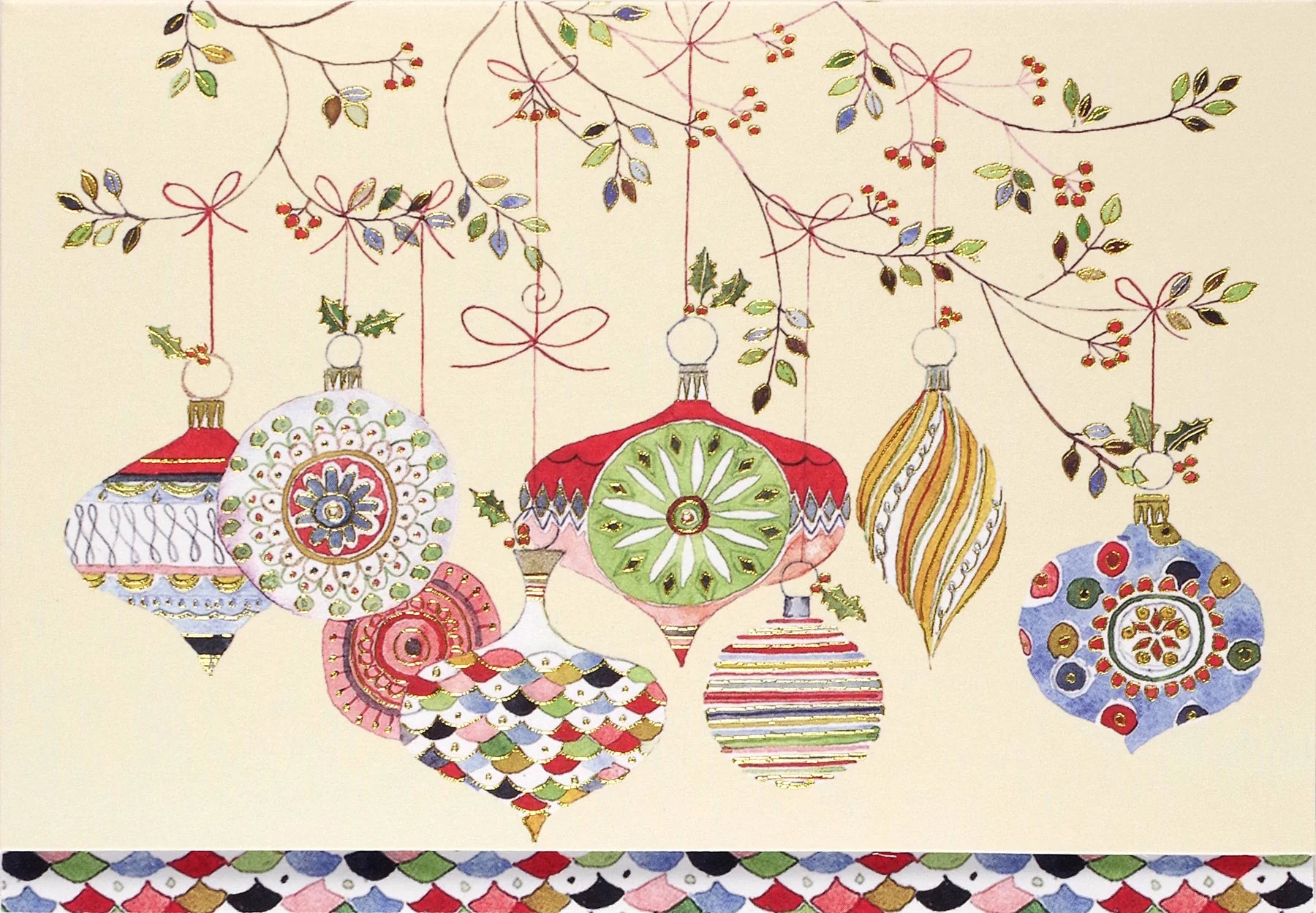 Watercolor Ornaments Boxed Christmas Cards