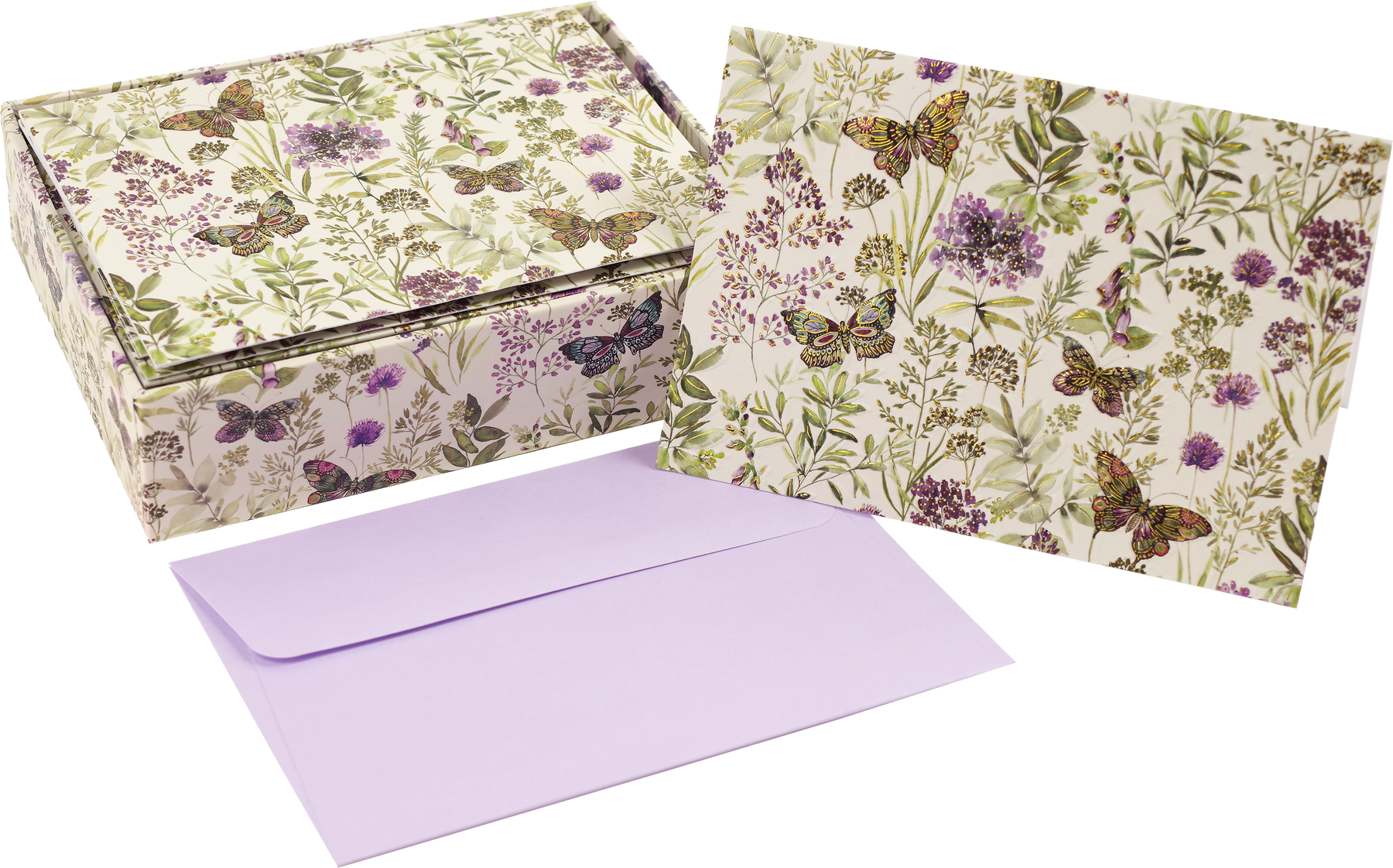 Boxed Note Cards - Amethyst Butterflies    