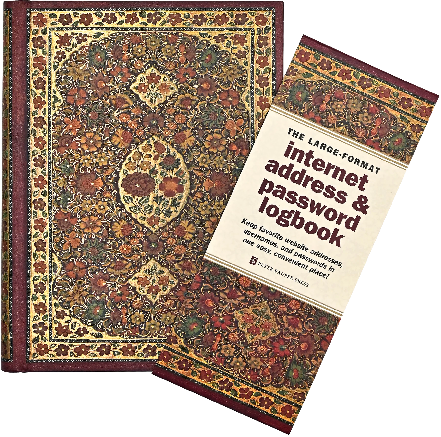 Gilded Floral Large-Format Internet Address & Password Logbook