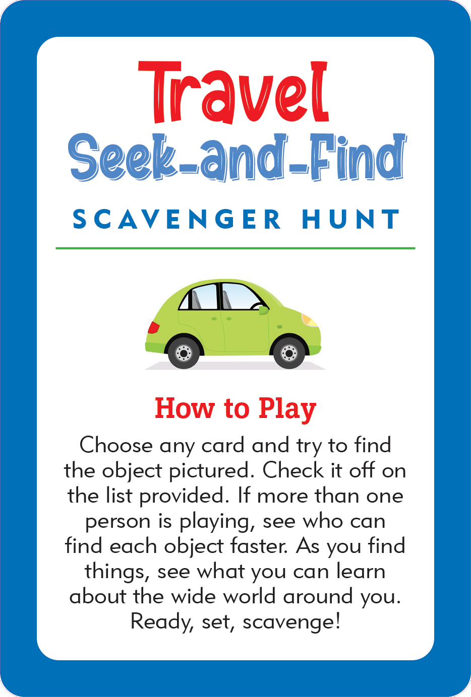 Travel Seek and Find Scavenger Hunt Cards    