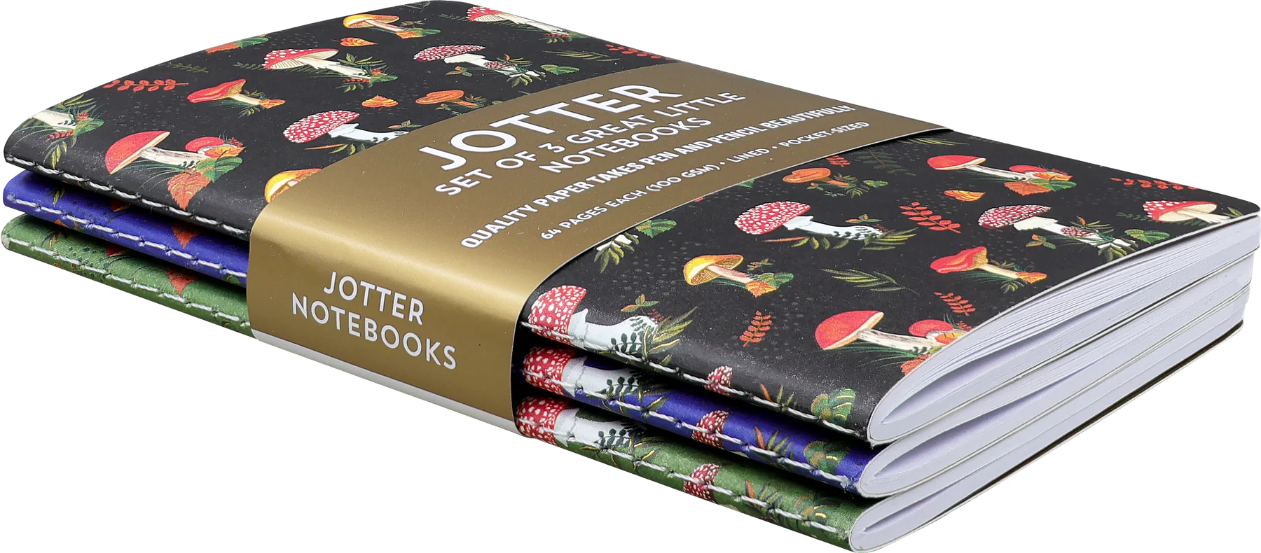 Mushrooms Jotter Journals - Set of 3 Little Notebooks