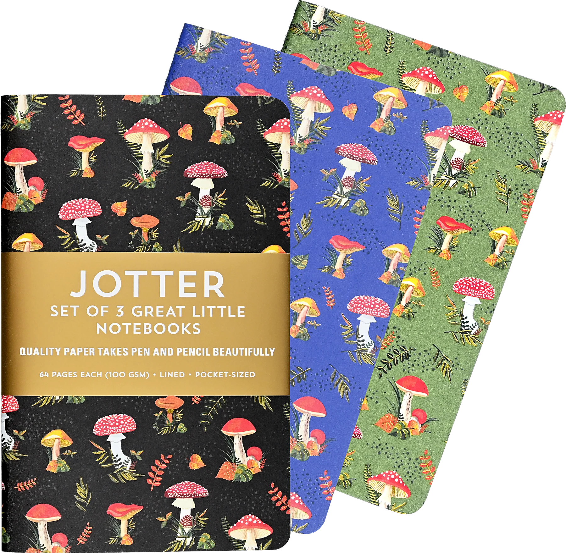 Mushrooms Jotter Journals - Set of 3 Little Notebooks