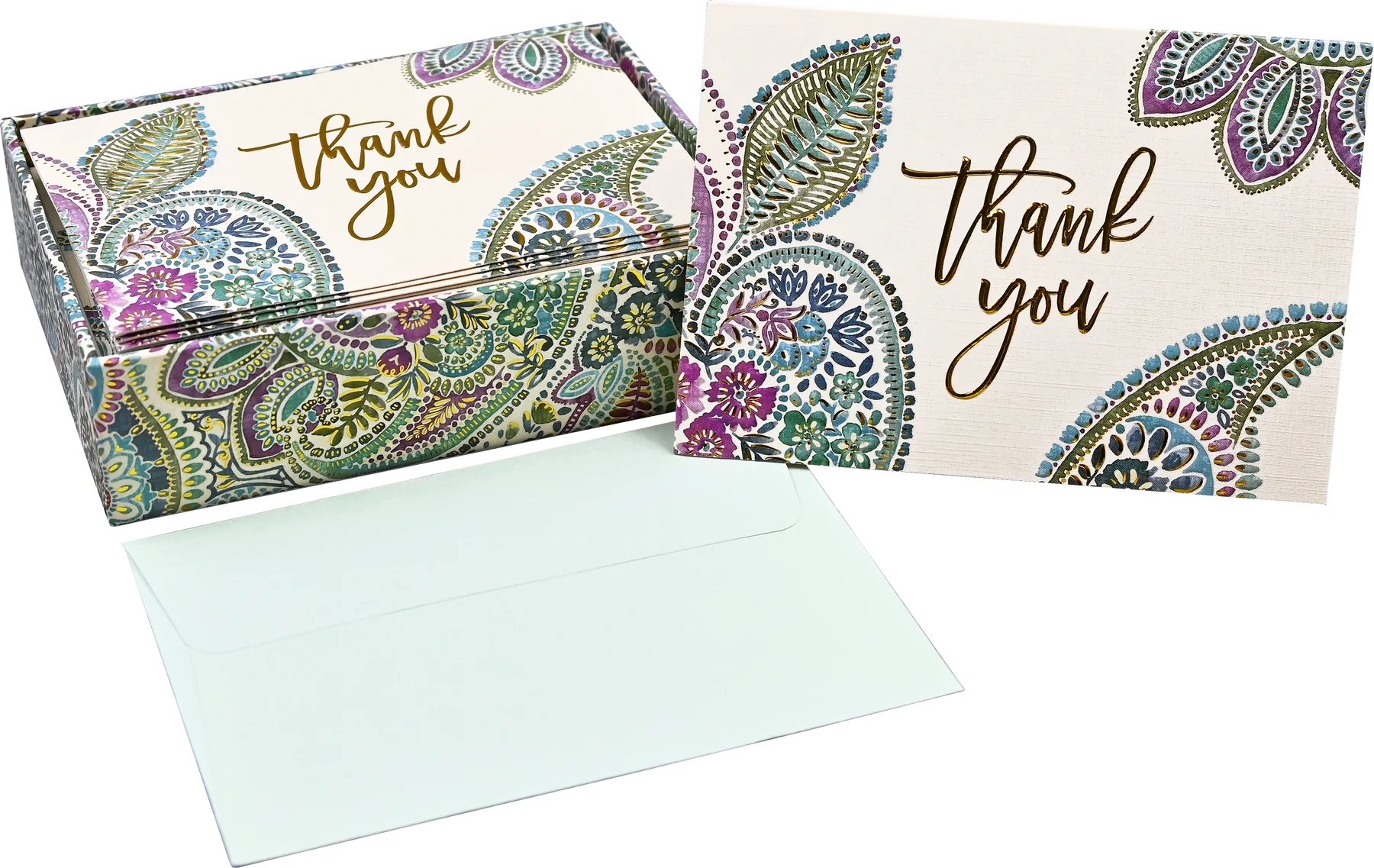 Watercolor Paisley Boxed Thank You Cards