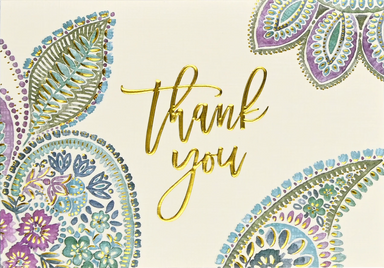Watercolor Paisley Boxed Thank You Cards