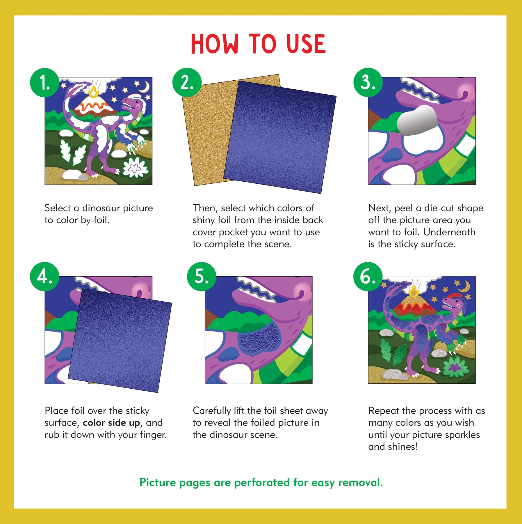 Color By Foil Dinosaurs Sticker Book