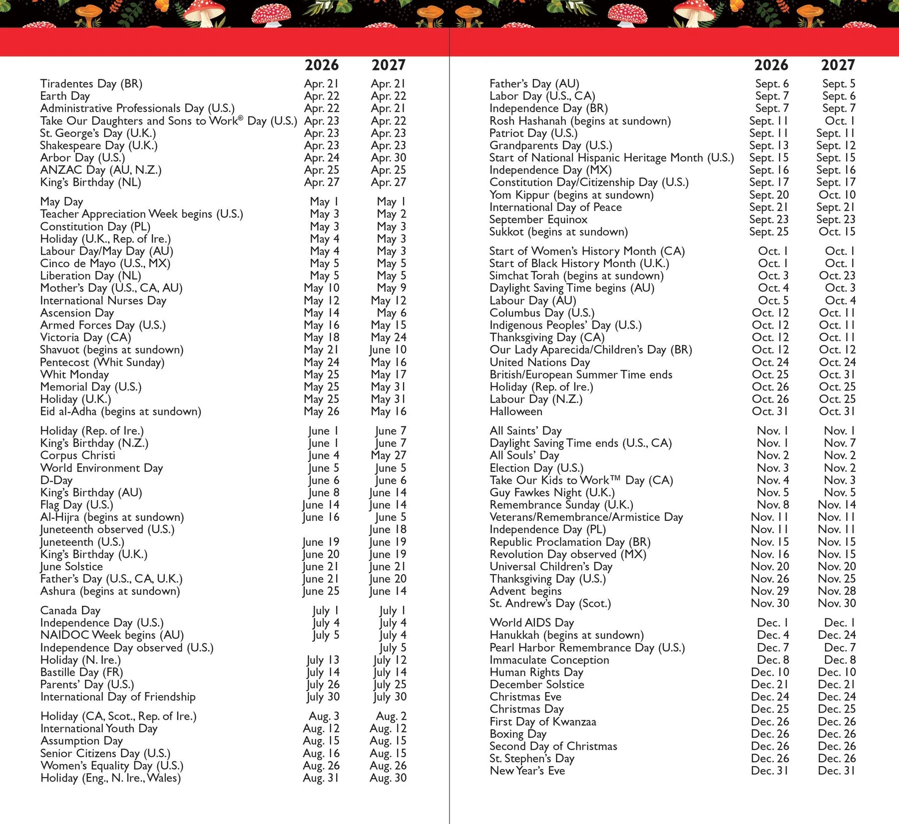 Mushrooms 2-Year 2026-2027 Pocket Planner