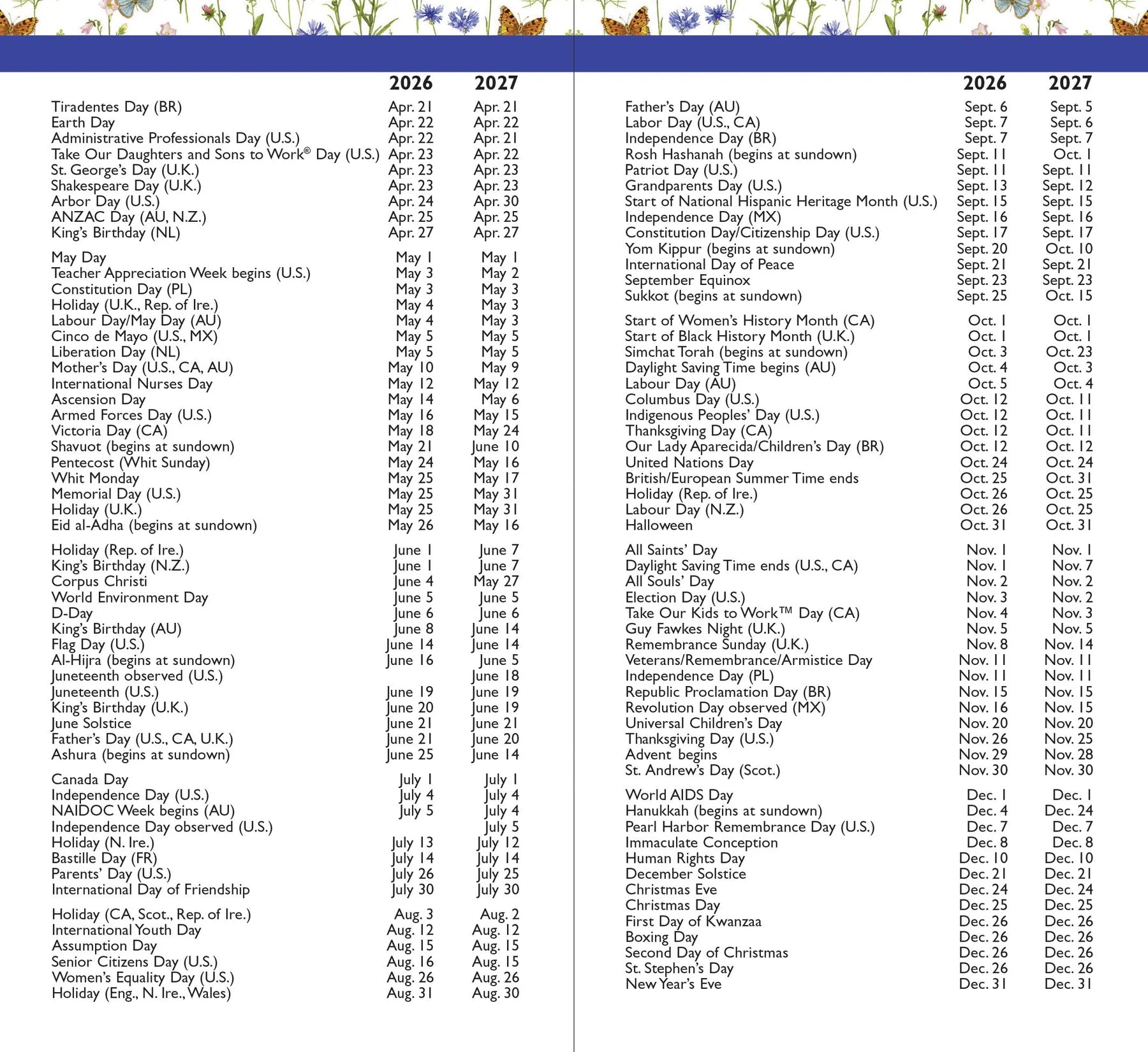 Wildflower Garden 2-Year 2026-2027 Planner