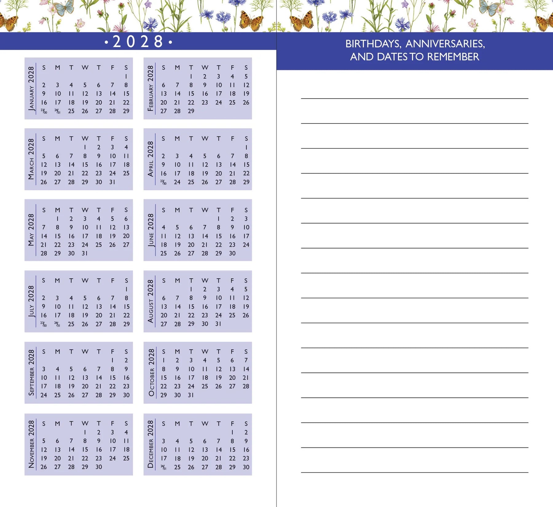 Wildflower Garden 2-Year 2026-2027 Planner