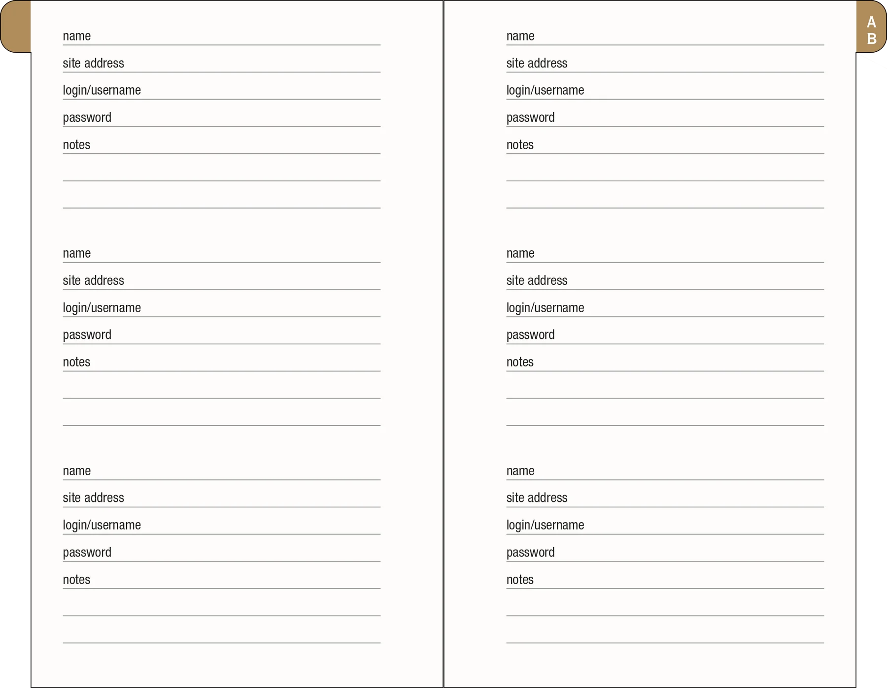 Internet Address & Password Logbook - Amalfi Lemons