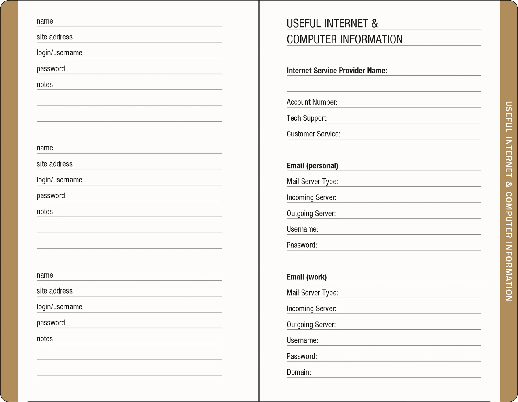 Internet Address & Password Logbook - Amalfi Lemons