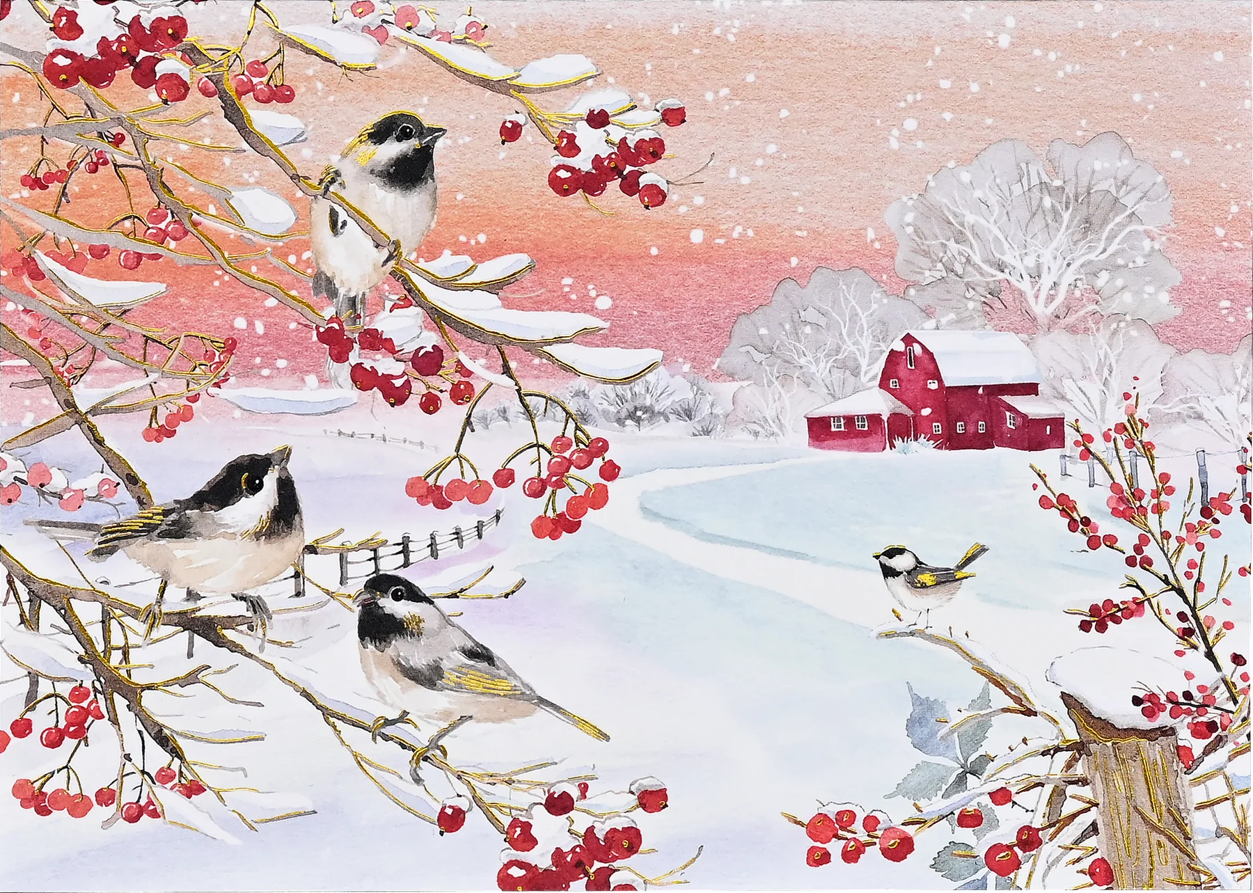 Snowy Songbirds Deluxe Boxed Christmas Cards
