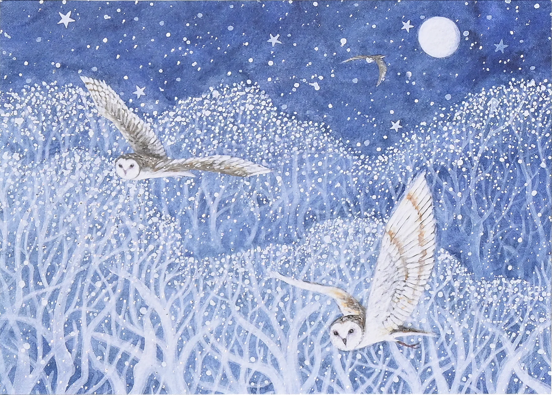 Owls In Flight Deluxe Boxed Christmas Cards