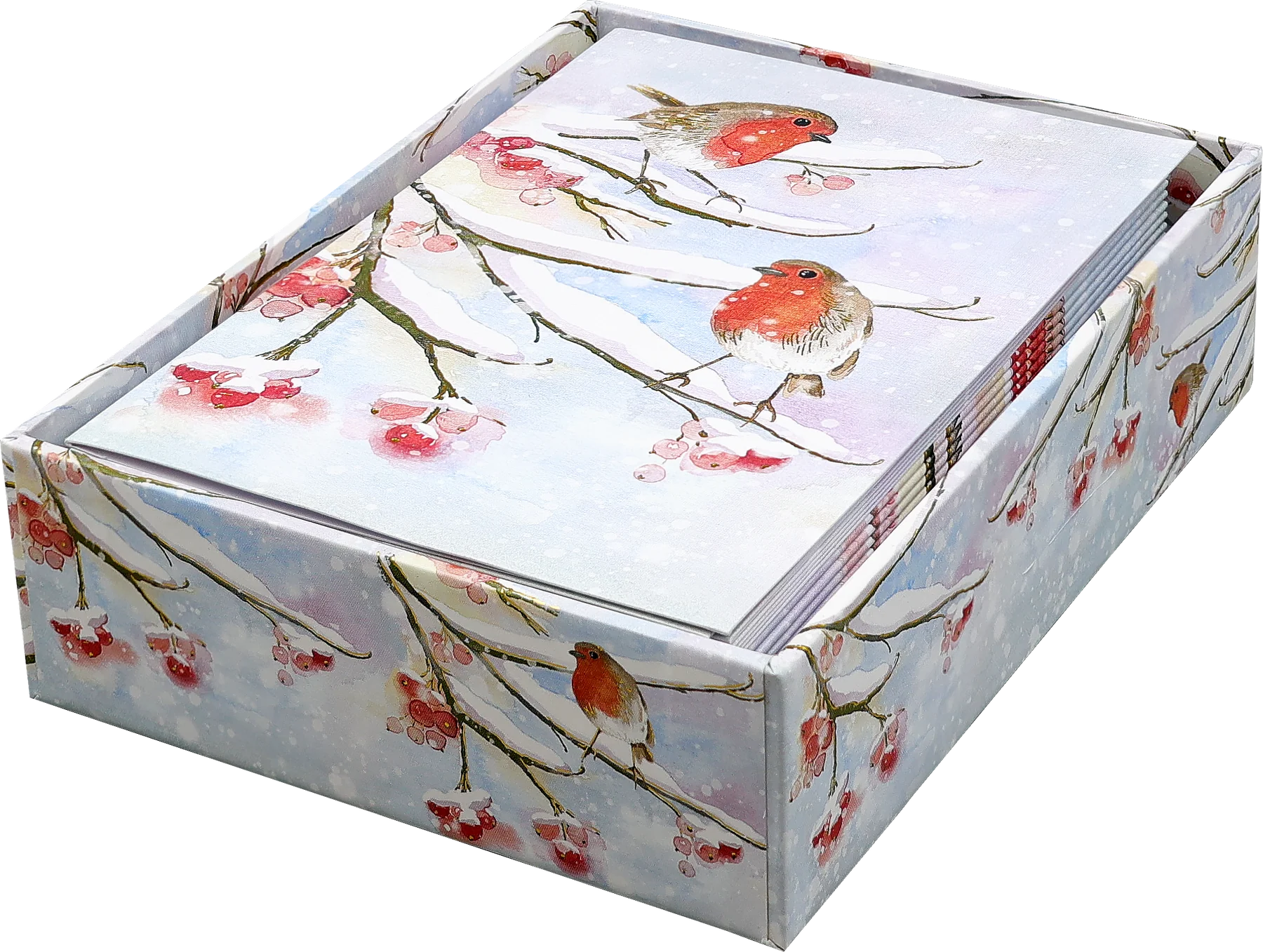 English Robins In Snow Boxed Holiday Cards
