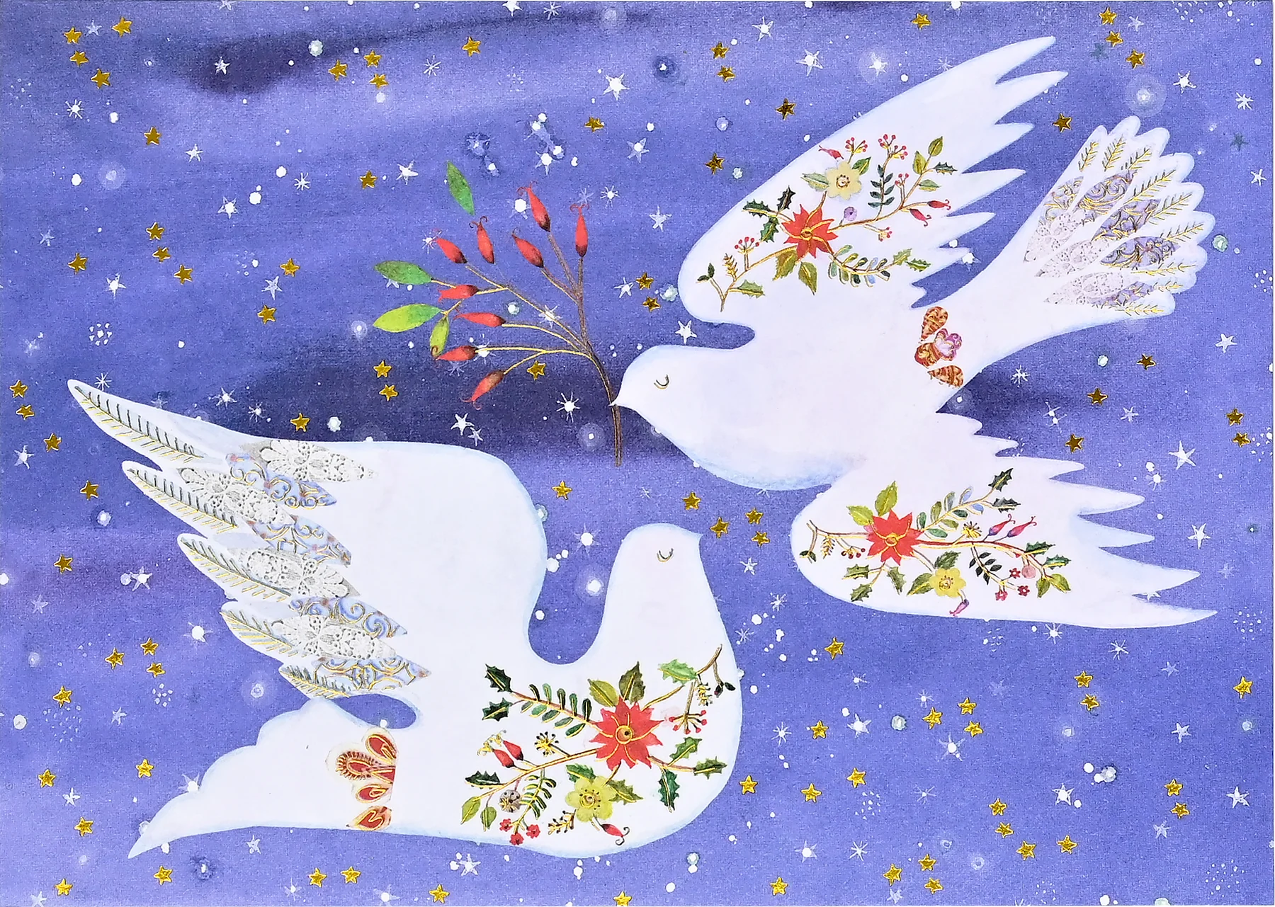 Doves In Flight Deluxe Boxed Christmas Cards