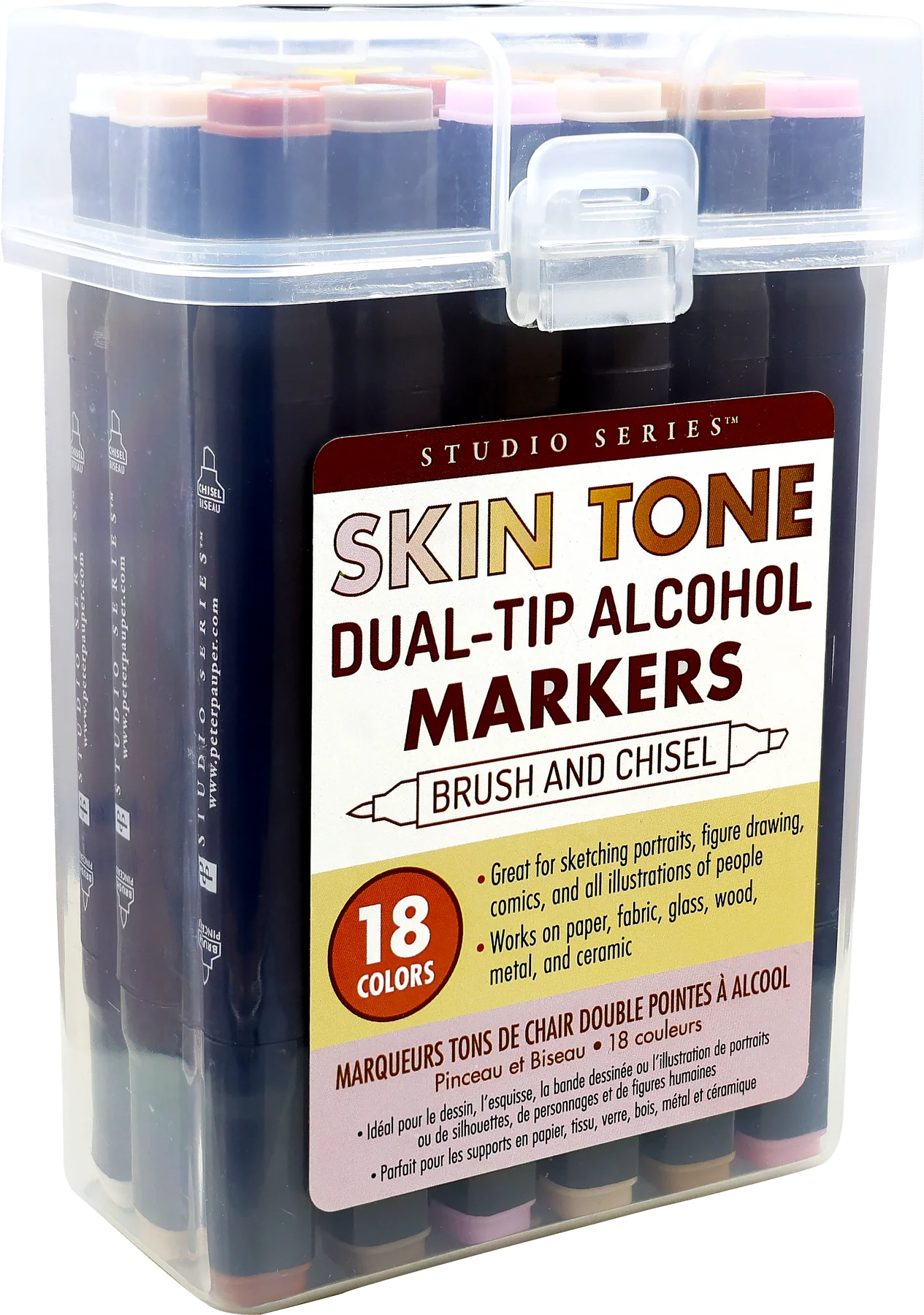 Studio Series Dual-Tip Skin Tone Alcohol Markers - Set of 18 Colors