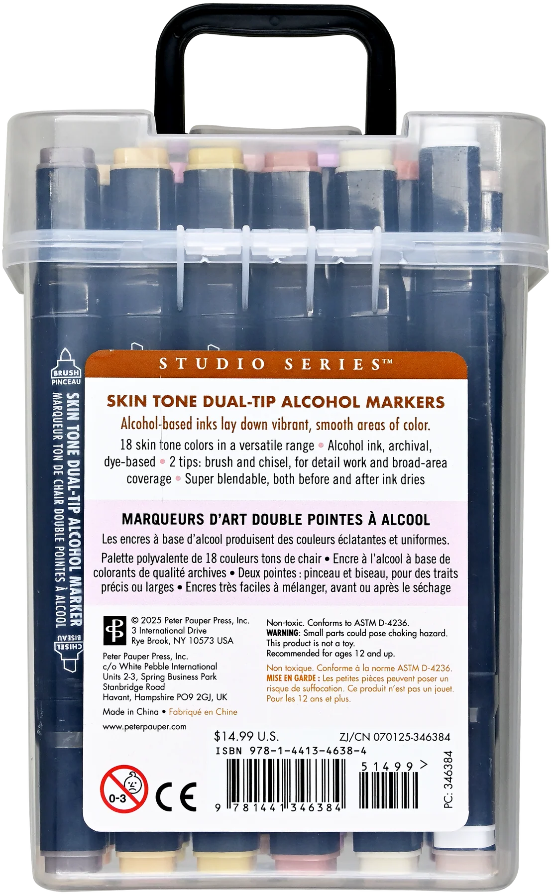 Studio Series Dual-Tip Skin Tone Alcohol Markers - Set of 18 Colors
