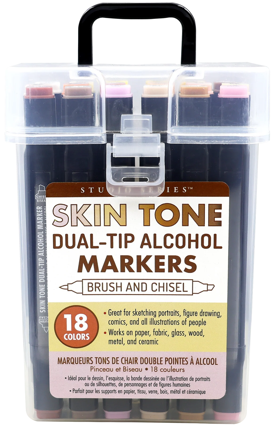 Studio Series Dual-Tip Skin Tone Alcohol Markers - Set of 18 Colors
