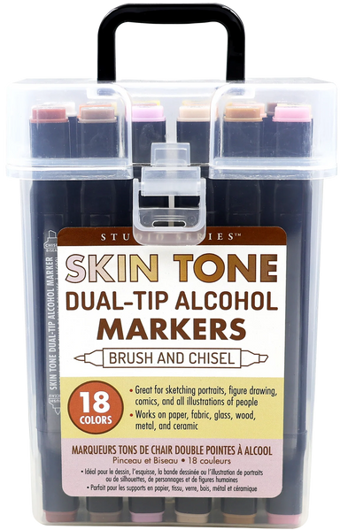 Studio Series Dual-Tip Skin Tone Alcohol Markers - Set of 18 Colors