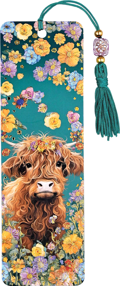 Highland Cow Beaded Bookmark