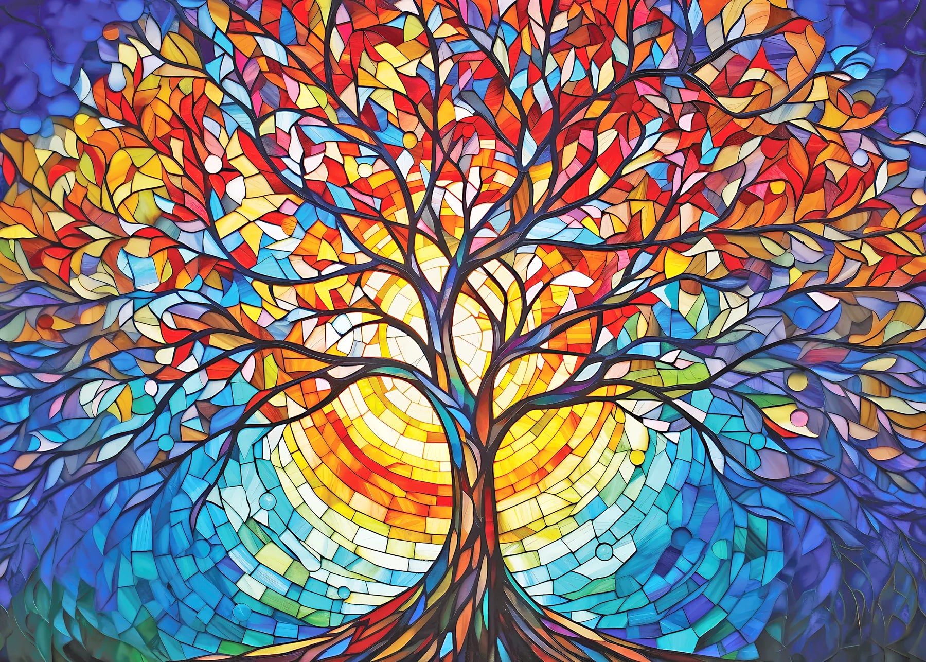 Stained Glass Tree of Life 1000 Piece Puzzle