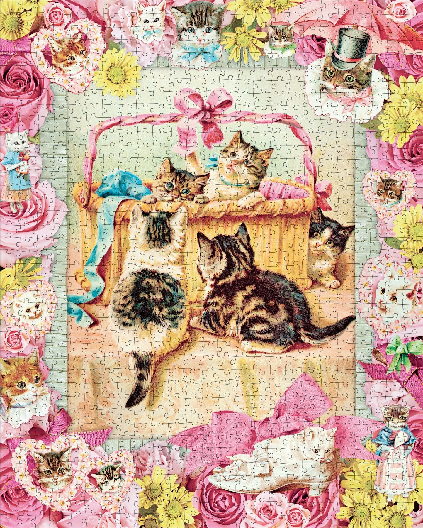 WRK Victoriana Cats: Basket of Mischief 1000 Piece Puzzle